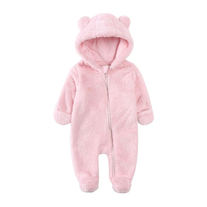 Winterlicher Baby-Fleece-Strampler mit Kapuze, warmer Jumpsuit