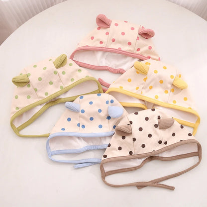 Baby winter hat with ears and polka dot print