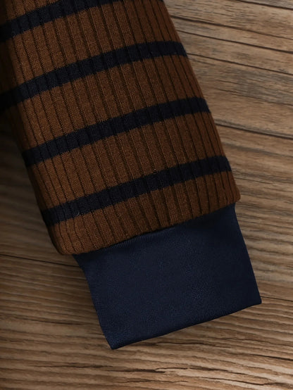 Baby-Jumpsuit Frühling &amp; Herbst, gestreift, blau, lange Ärmel