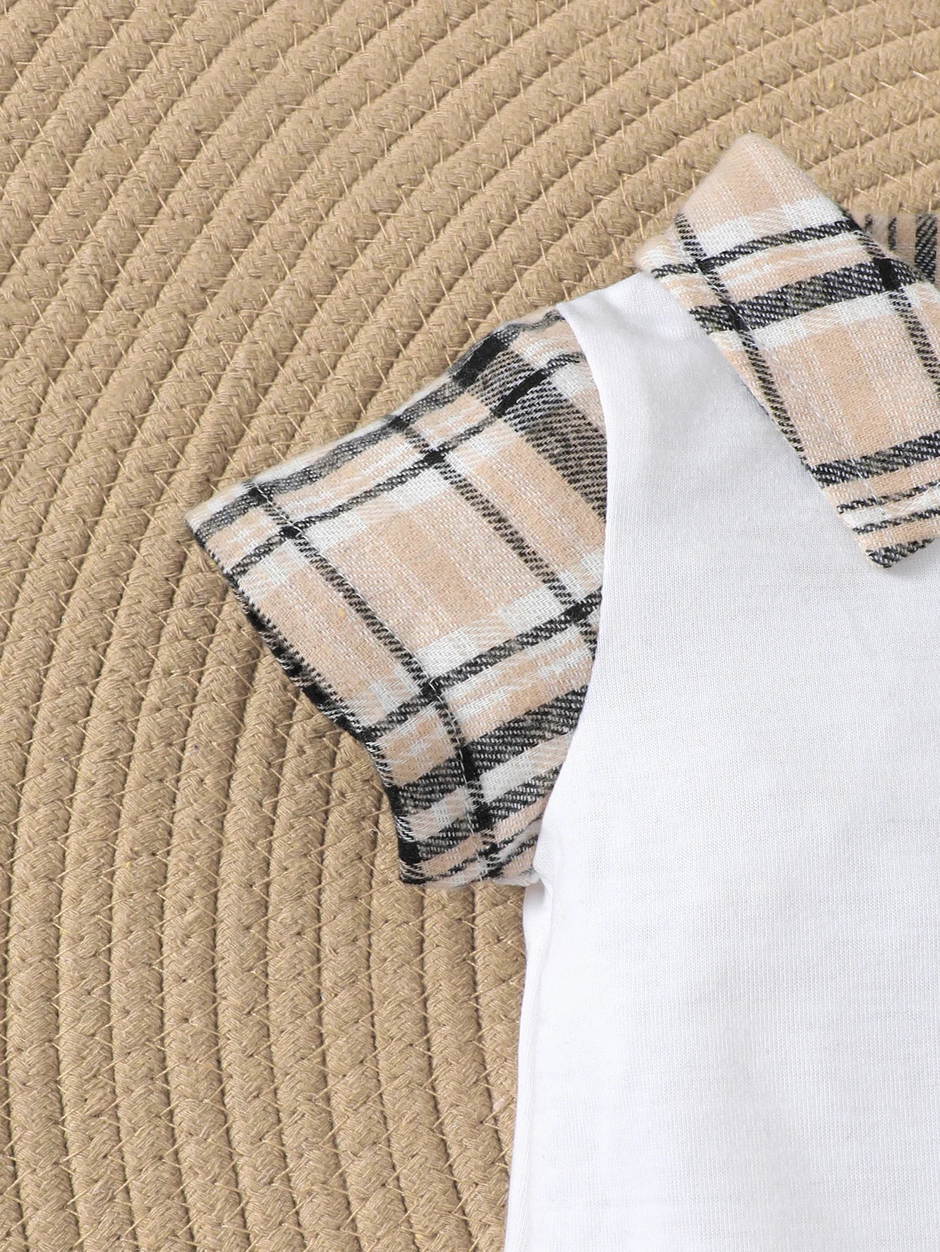 Baby-Jumpsuit, Sommer, kariert, kurze Ärmel