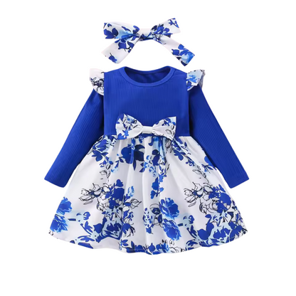 Baby dress with blue flowers