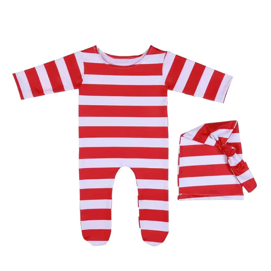 Newborn Red and White Striped Romper