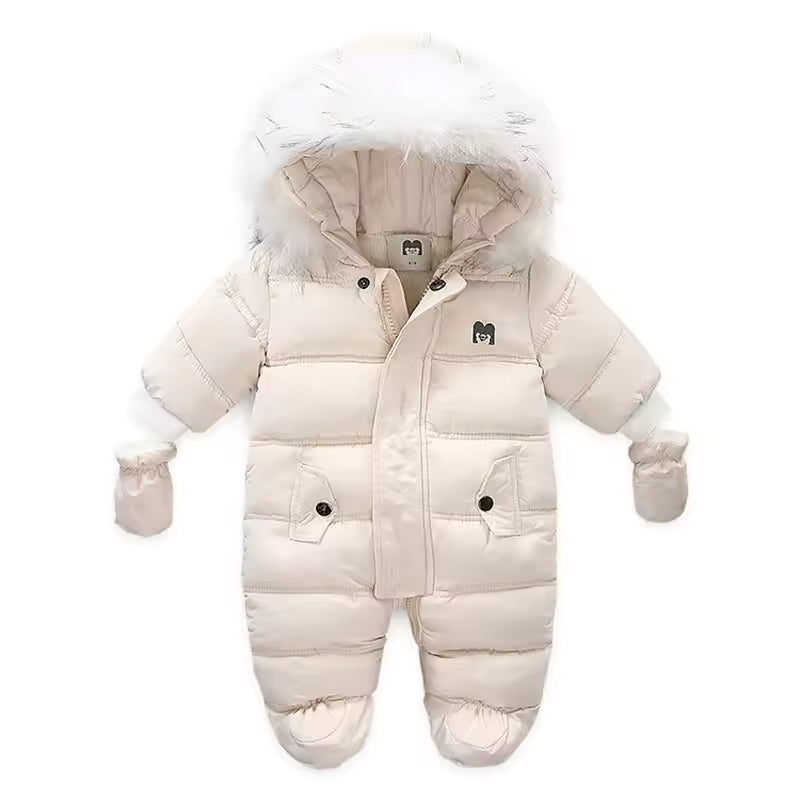Winteroverall aus Baumwolle mit Handschuhen